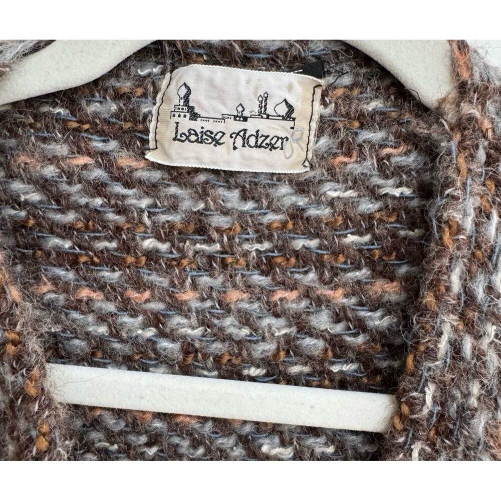 Vintage LAISE ADZER COCOON Jacket Sweater Cardigan Brown Knot Poncho Shawl Bat - Picture 3 of 3
